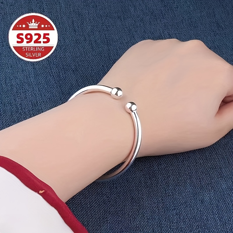 Women's S925 Sterling Silver Open-End Garlic Head Bracelet